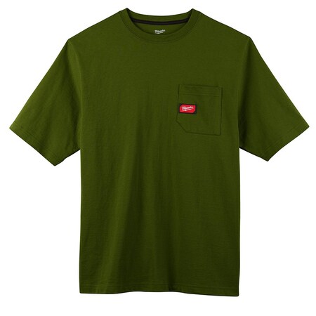 Milwaukee Tool Men Short Sleeve Heavy Duty Pocket T-Shirt, Green, L 601OG-L